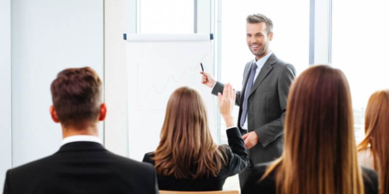 Employees training for a career in sales