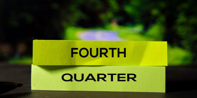 Sticky notes labeled “fourth quarter”